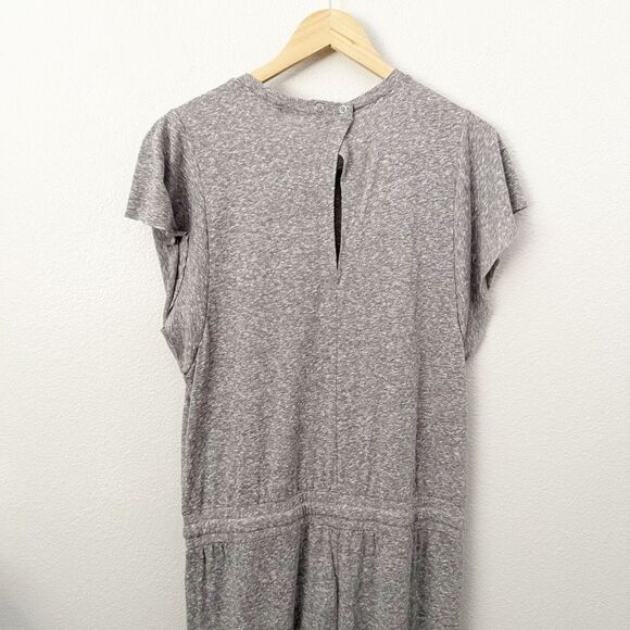 Z SUPPLY | T-Shirt Jumpsuit Short Sleeve Drawstring Waist Heathered Gray | Large - Picture 5 of 8